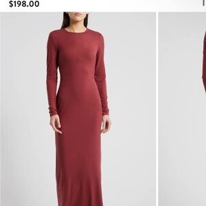 Elegant Long Sleeve Burgundy Dress